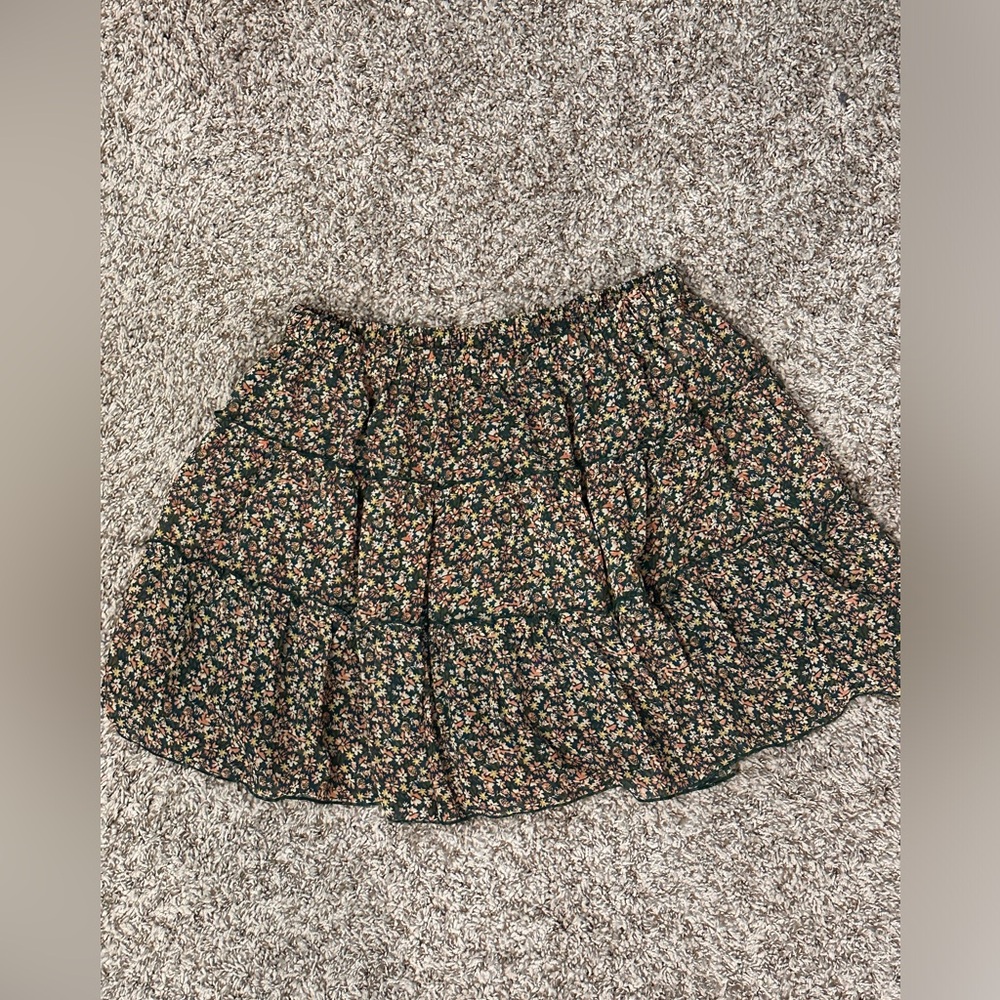 Green floral fall skirt